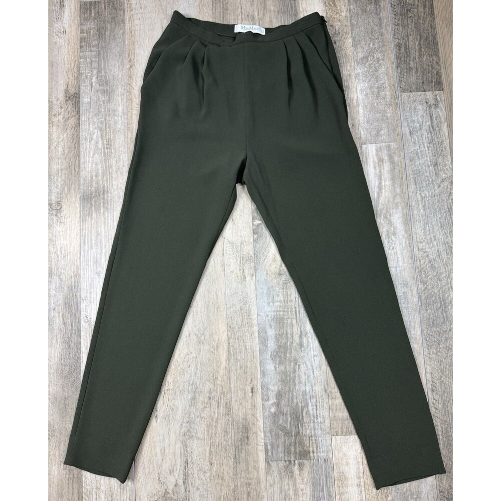 MAX MARA STUDIO Pleated Trousers Women’s Size 4 Olive Green Pants